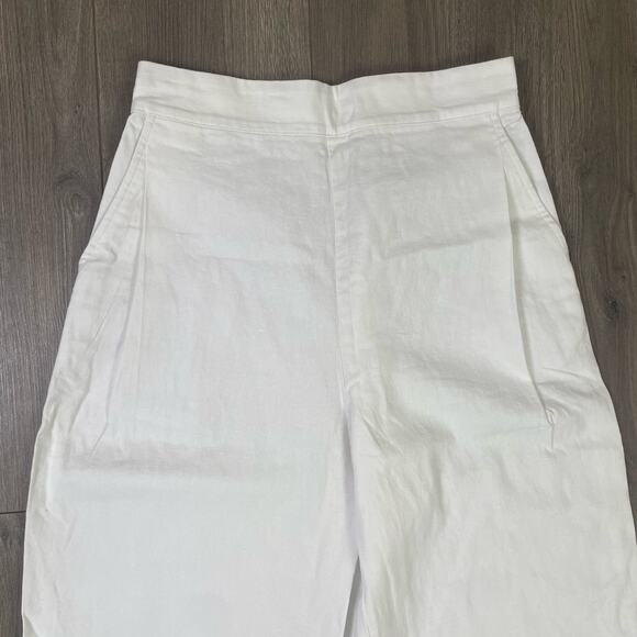 Madewell Pull On Straight Crop Cotton Linen Pants US Women's 2 New - Picture 4 of 7